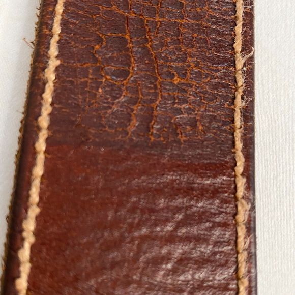 Lucky Brand Belt Mens 32 Medium Rugged Chestnut Brown Leather Contrast Stitch - Picture 11 of 15